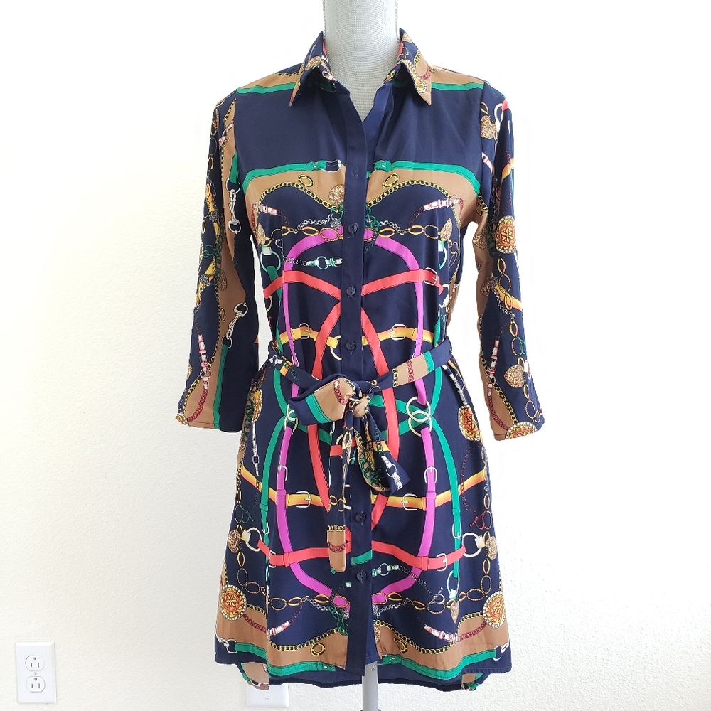 Sweet Rain High Low Shirt Dress Belt size Small